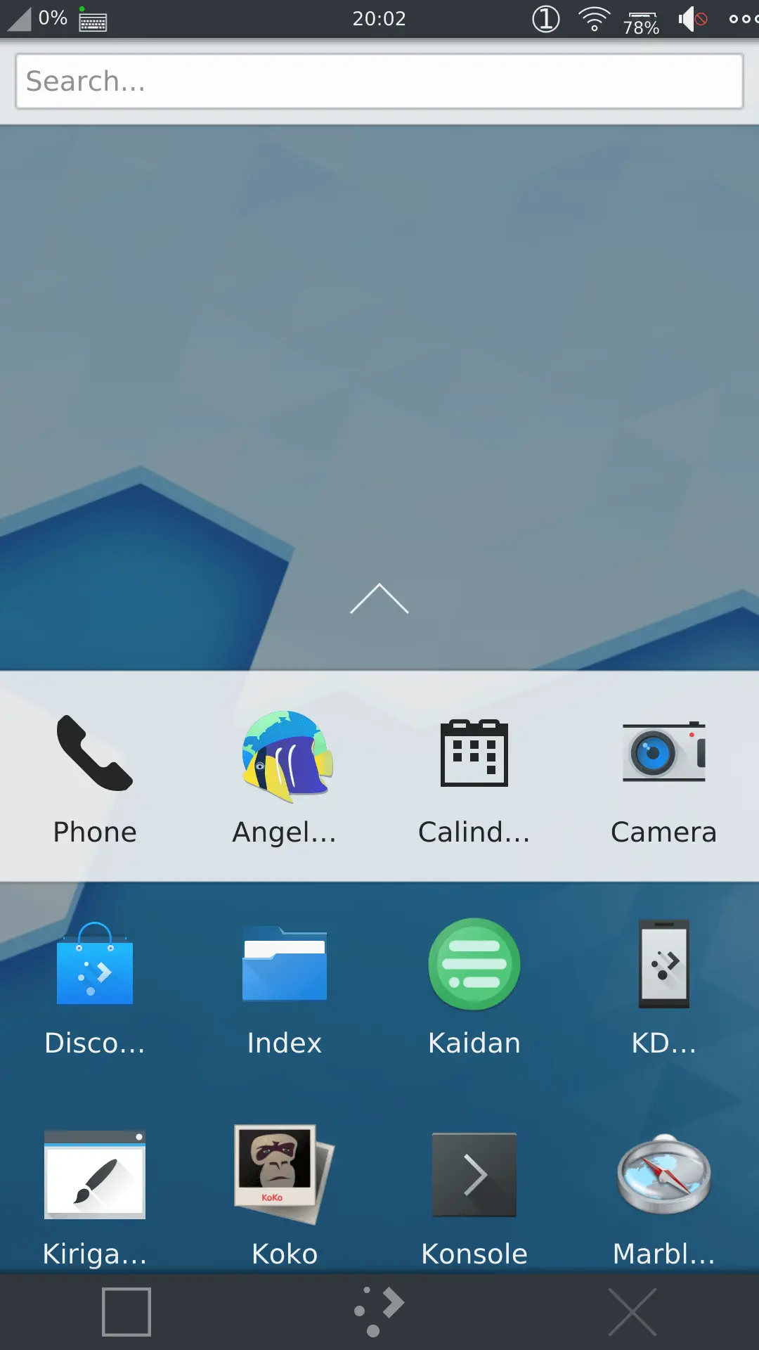 Screenshot of the Plasma Mobile homescreen